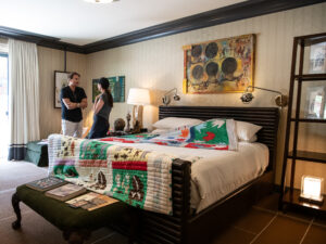 Hotel Jerome room converted to art showroom for the 2024 Aspen Art Fair.