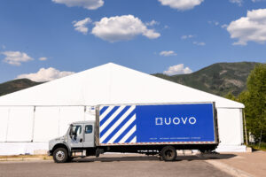 UOVO transportation truck in front of Aspen Art Museum’s 2024 ArtCrush Gala. 